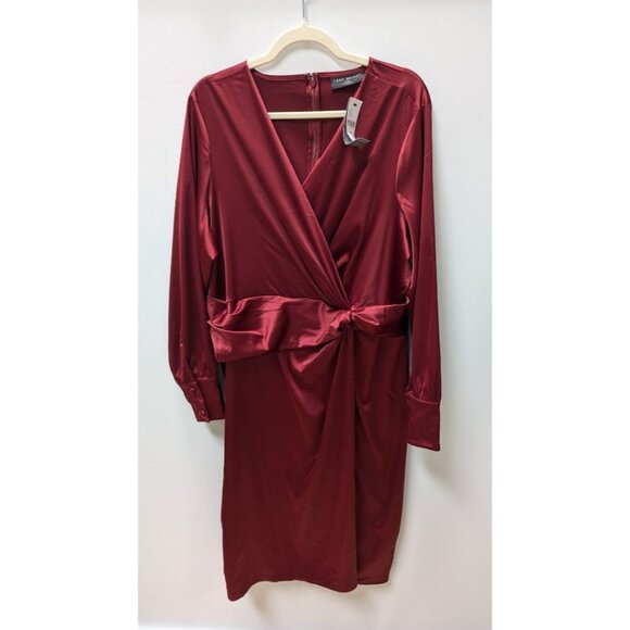 Lane Bryant Red Satin Midi Dress - Picture 1 of 2
